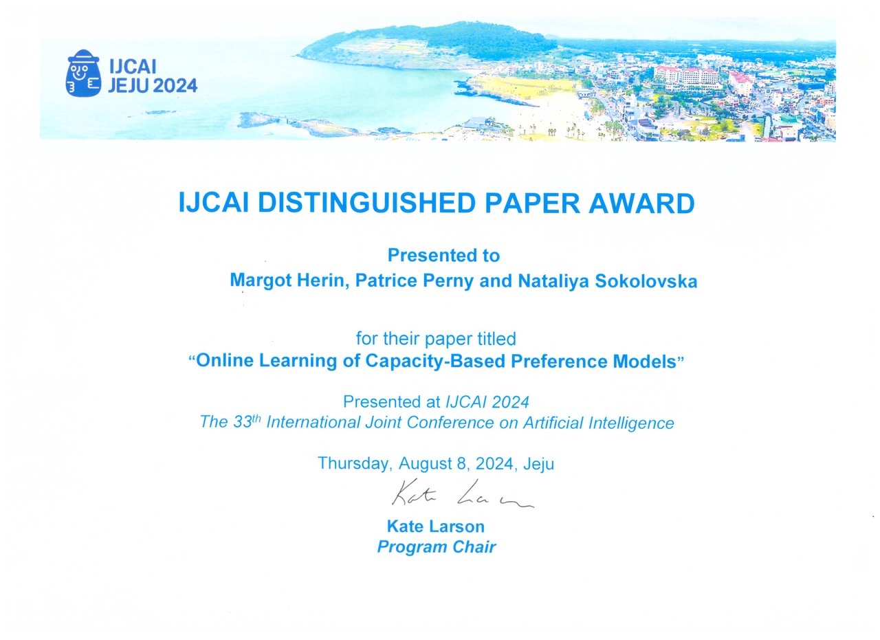 Distinguished Paper Award reçu à IJCAI 2024